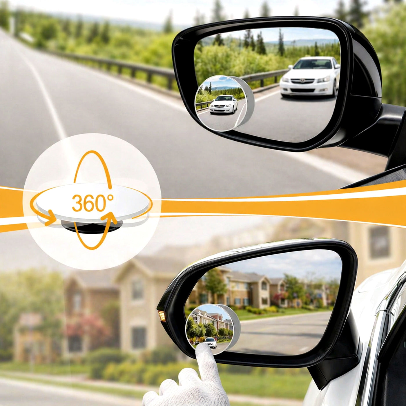 360° Wide Angle Blind Spot Mirrors for Cars & SUVs – Easy Stick-On (Pack of 4)